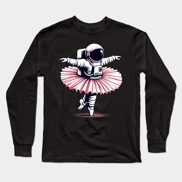 Cute Astronaut in Tutu Ballet Dancing Funny Ballet Long Sleeve T-Shirt by KsuAnn